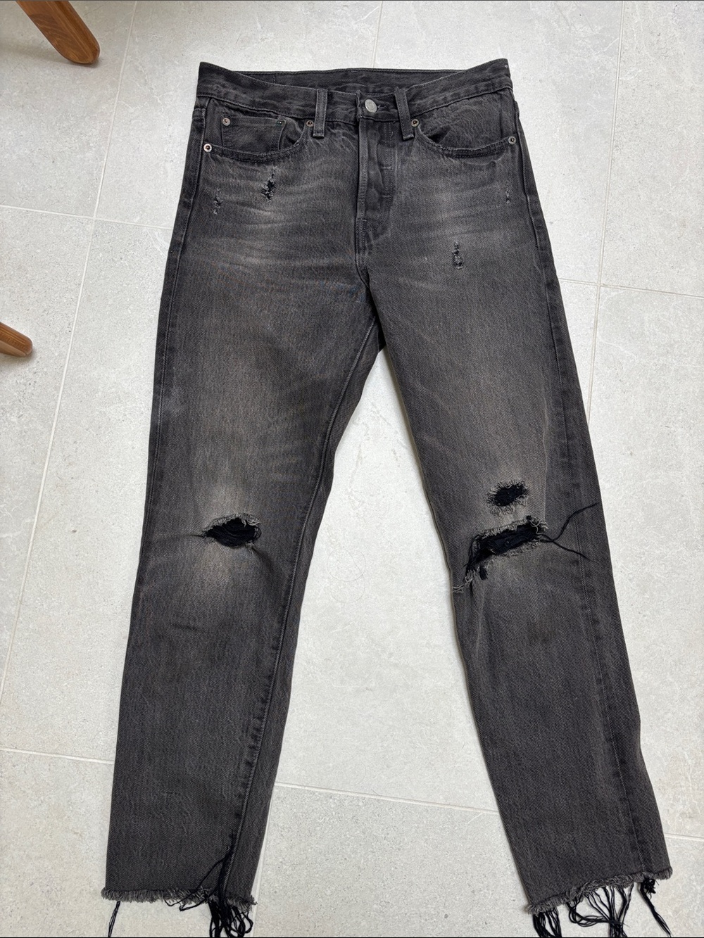 Levi's Slim Straight ripped Black-Grey Washed Jeans